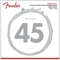 Fender 7250 BASS STRINGS, NICKEL PLATED STEEL, LONG SCALE, 7250M .045-.105 GAUGES, (4)