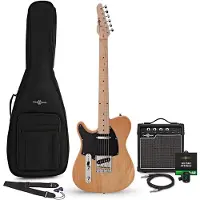 Gear4Music Knoxville Electric Guitar Natural 10W Guitar Amp & Accessory Pack