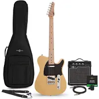 Gear4Music Knoxville elektrische gitaar Butterscotch 10W gitaarversterker & accessoirepakket