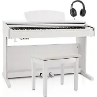 Gear4Music DP-10X Digitale Piano + Accessoireset met Pianokruk van Wit