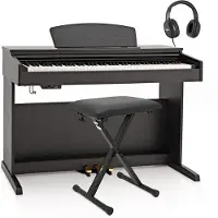 Gear4Music DP-10X Digitale Piano van + Accessoireset Mat Zwart