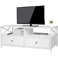 Relaxdays Tv kast - 50x120x40 cm - met 2 lades - wit