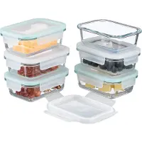 Relaxdays vershoudbakjes met deksel - set van 6 - 370 ml - glas - luchtdicht