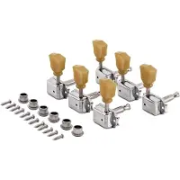 Gear4Music Guitarworks Tuning Machines 3-A-Side Vintage Tulip Keys Chrome