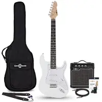 Gear4Music LA Electric Guitar White 10W Guitar Amp & Accessory Pack