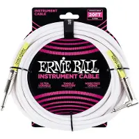 Ernie Ball P06047 20ft Straight-Angle Instrument Cable White