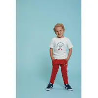 Sturdy T-shirt Run the Day ecru Jongens Katoen Ronde hals Printopdruk - maat 128