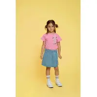 Jubel T-shirt Rolling into Spring roze Meisjes Stretchkatoen Ronde hals - maat 104
