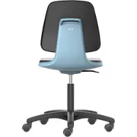 BIMOS LABSIT labostoel, zonder armleuningen, met wielen, hoogte rugleuning 420 mm, kunstleer, blauw