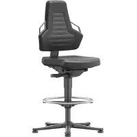 BIMOS Werkdraaistoel | vloerglijders + voetring | integraalschuim zwart | handvatkleur grijs 570-820 mm | 1 stuk - 9031-2000-3285 9031-2000-3285