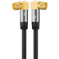 Goobay F (m) - F (m) coaxkabel | 135 dB | koper | haaks | verguld | zwart | 2 meter