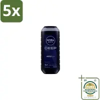 Nivea 5 x Men Douchegel Deep Clean 250 ml - Grootverpakking - Douchegel - Diepe Reiniging - Microfijne Klei - Huid Reinigen - Haar Reinigen
