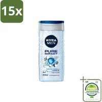 Nivea 15 x Men – Douchegel – Pure Impact – 250 ml - Grootverpakking - Douchegel - Reiniging - Zweet Verwijderen - Huid Reinigen - Fris Huidgevoel