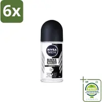 Nivea Men – Deodorant Roller – Invisible for Black & White – 50 ml - Voordeelverpakking - 6 stuks - Deodorant rol - Anti-vlek