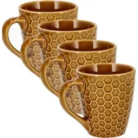 Merkloos 4x Luxe Keramische Beker Set - Koffie- en Theebekers, 200ml Capaciteit, bruin Kleur