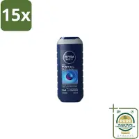 Nivea 15 x Men Douchegel Total Relax 250 ml - Grootverpakking - Douchegel Mannen - Ontspannende Douchegel - Gezichts- En Haarverzorging - Lavendel Geur - Cederhout Geur