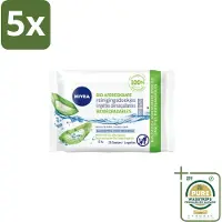 Nivea 5 x – Reinigingsdoekjes – Bio Aloe Vera – 25 Doekjes - Grootverpakking - Reinigingsdoekjes - Gezichtsreiniging - Aloë Vera - Huidverzorging - Make-up Verwijderen