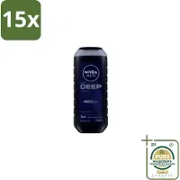 Nivea 15 x Men Douchegel Deep Clean 250 ml - Grootverpakking - Douchegel - Diepe Reiniging - Microfijne Klei - Huid Reinigen - Haar Reinigen