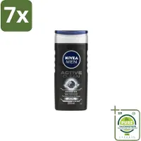 Nivea 7 x Men Douchegel Active Clean 250 ml - Grootverpakking - Douchegel Mannen - Reiniging Huid - Actieve Houtskool - Vuil Verwijderen - Huid Verzorging