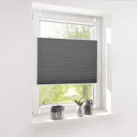 EasyFix Plooigordijn, zonder boren, klembevestiging, grijs, zonwering, zonbescherming, , vouwgordijn, doorschijnend gordijn voor ramen en deuren,80x130cm