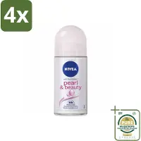 Nivea – Deodorant Roller – Pearl & Beauty – 50 ml - Voordeelverpakking - 4 stuks - Frisheid - Huid verzorging