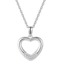 New Bling 9NB-1639 – Zilveren hart ketting – Met zirkonia – Zilverkleurig – 925 zilver – 40+5 cm