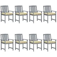 vidaXL Tuinstoelen 8 st met kussens massief acaciahout grijs
