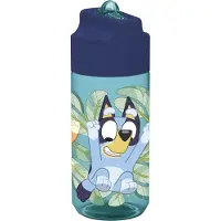 Stor Bluey Tritan Drinkfles - 430 ml – Vaatwasserbestendig & BPA-vrij - Drinkfles voor kinderen – Transparant blauw/Blauw