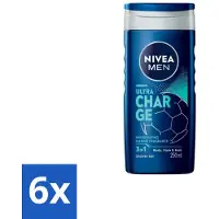 Nivea Men – Douchegel – Ultra Charge – 250 ml - Voordeelverpakking - 6 stuks