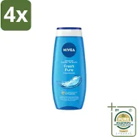 Nivea Douchegel Fresh Pure 250 ml - Voordeelverpakking - 4 stuks - Frisheid - Vitamine C