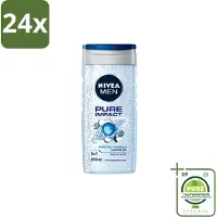 Nivea Men – Douchegel – Pure Impact – 250 ml - Voordeelverpakking - 24 stuks - Douchegel - Reiniging