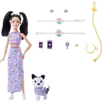 Barbie Matchende Aziatische Outfits Met Een Hondenpop