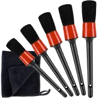 Northix 5 ronde detailborstels plus doek - autoreiniging
