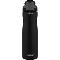 CONTIGO Autoseal Chill drinkfles, grote BPA-vrije roestvrijstalen waterfles, thermosfles lekvrij, houdt dranken tot 24 uur koel; voor sport, fietsen, joggen, wandelen, 720 ml | Matte Black