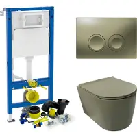 Salenzi Geberit up100 toiletset wandcloset civita mat legergroen met delta 21 drukplaat