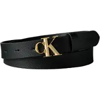 Calvin Klein Riem 'Pebble Grain Monogram Buckle' zwart