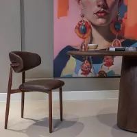 Giga Meubel Eetkamerstoel Alexia Donkerbruin/Walnoot Polyurethan- - Set van 2