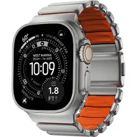 Nomad Stratos Band voor de Apple Watch | 44/45/46/49 mm - Ultra Orange / Natural Titanium