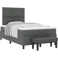 vidaXL Boxspring bed met hoofdeinde Donkergrijs 120 x 200 cm Stof