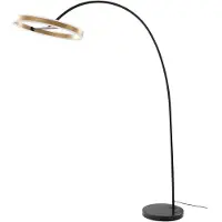 LUCANDE Booglamp - vloerlamp Yekta, dimbaar, zwart, Woon-/ Eetkamer, metaal, Design, booglamp