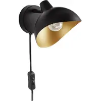 Nova Luce Wandlamp Geti zwart met gouden binnenkant