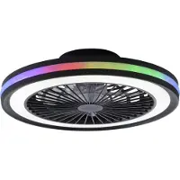 JUST LIGHT LED plafondventilator Brandon, zwart, RGBW, CCT, Ø 46,5 cm dimbaar, zwart, Woon-/ Eetkamer, Kunststof, Modern