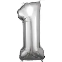 Amscan Folieballon Cijfer 1 Junior 33 X 86 Cm Zilver