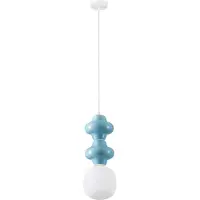 Lyora Hanglamp Clio M blauw keremiek met wit glas