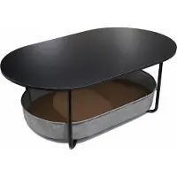 Relaxdays Ovaal salontafel met opbergruimte, antraciet-zwart