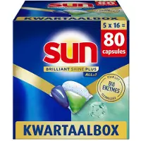 SUN - Vaatwastabletten- Brilliant Shine Plus - All-in 1 - 80 Capsules - Voordeelverpakking