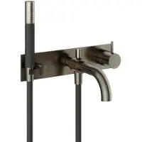 Hotbath Cobber CB127EXT afbouwdeel inbouw badmengkraan met achterplaat, staafhanddouche aan houder en 25cm uitloop verouderd ijzer