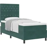 vidaXL Boxspring bed met matras Donkergroen 100 x 200 cm Fluweel
