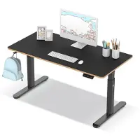 Ultradesk Elektrisch verstelbaar bureau voor kinderen en jongeren 120x60 cm – hoogte 55–81 cm, Pulsar, in hoogte verstelbaar kinderbureau, groeit mee met kind, ergonomisch studiebureau, zwart