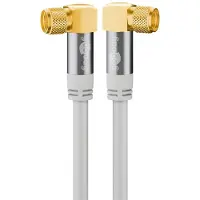 Goobay F (m) - F (m) coaxkabel | 135 dB | koper | haaks | verguld | wit | 2 meter